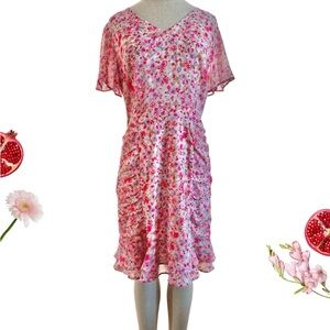 Emma Michele ruffle hem dress Floral pink size 8 medium
